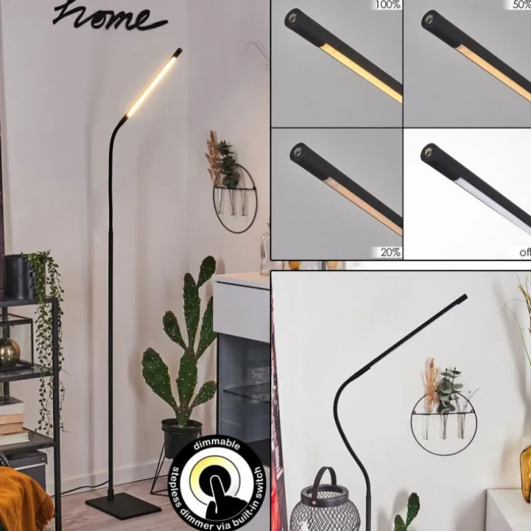 Lampadaire Reuland LED Noir, 1 lumière
