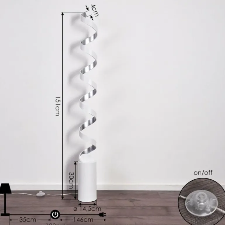 Lampadaire Rezat LED Argenté, Blanc, 1 lumière