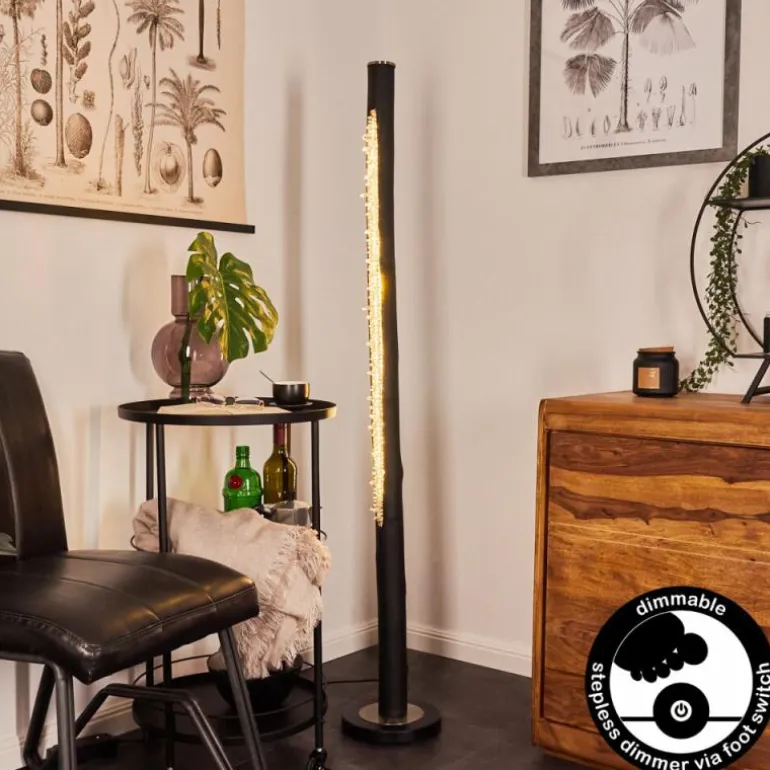Lampadaire Rodeche LED Nickel mat, Noir, 1 lumière