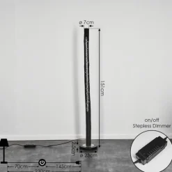 Lampadaire Rodeche LED Nickel mat, Noir, 1 lumière