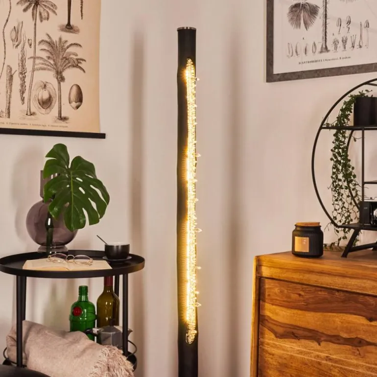 Lampadaire Rodeche LED Nickel mat, Noir, 1 lumière