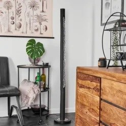 Lampadaire Rodeche LED Nickel mat, Noir, 1 lumière