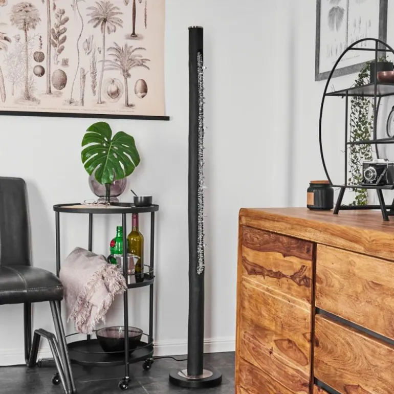 Lampadaire Rodeche LED Nickel mat, Noir, 1 lumière