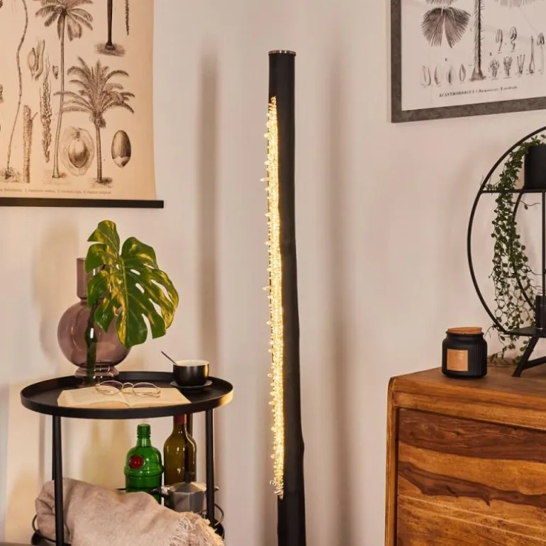 Lampadaire Rodeche LED Nickel mat, Noir, 1 lumière