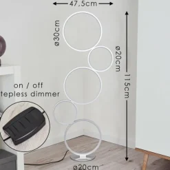 Lampadaire Rodekro LED Argenté, 1 lumière