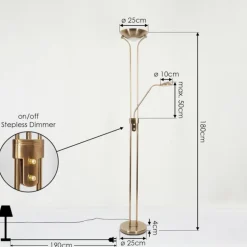 Lampadaire Rom LED Laiton, 2 lumières