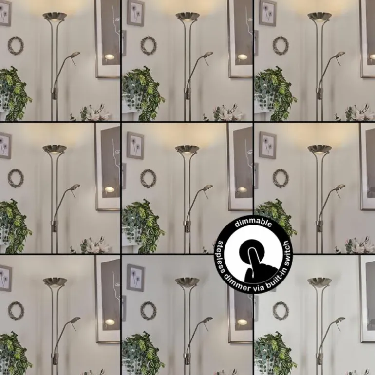 Lampadaire Rom LED Nickel mat, 2 lumières