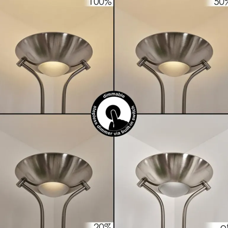 Lampadaire Rom LED Nickel mat, 2 lumières