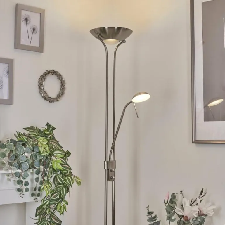 Lampadaire Rom LED Nickel mat, 2 lumières