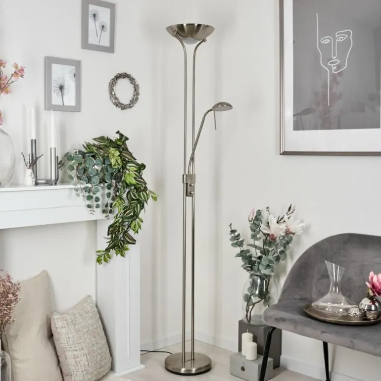 Lampadaire Rom LED Nickel mat, 2 lumières