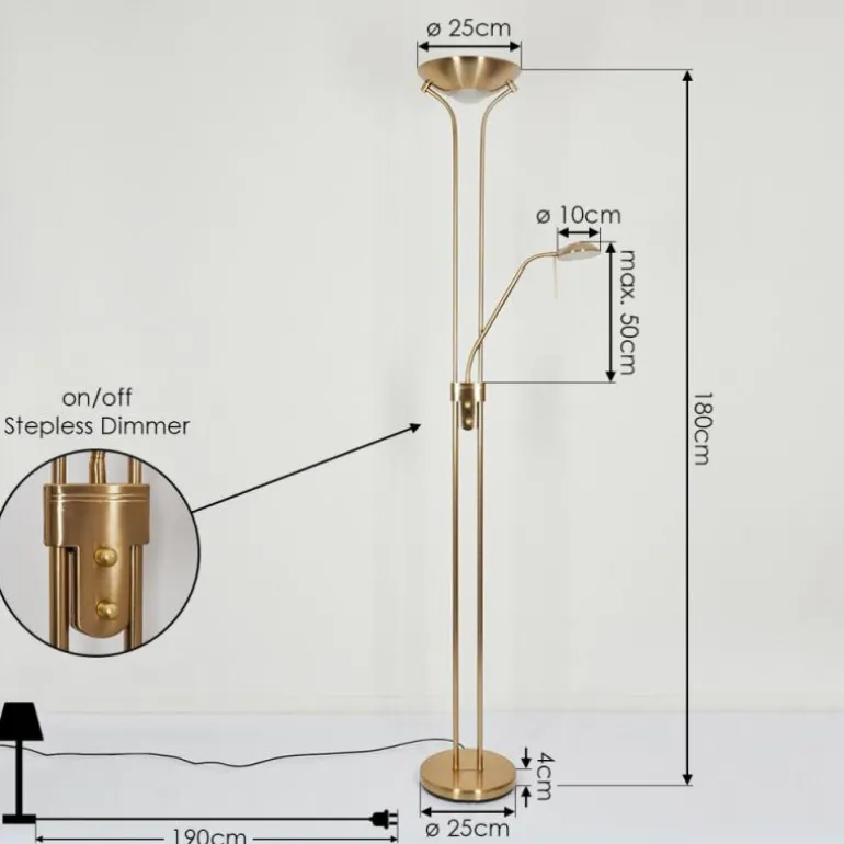 Lampadaire Rom LED Vieux laiton, 2 lumières