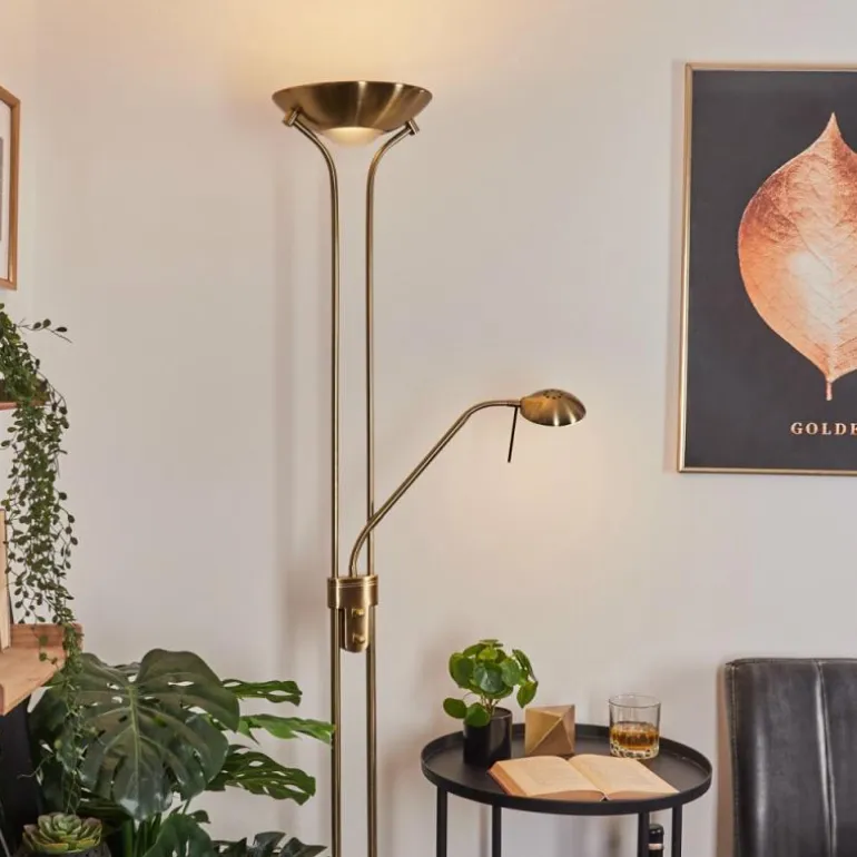 Lampadaire Rom LED Vieux laiton, 2 lumières