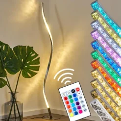 Lampadaire Saginaw LED Nickel mat, 1 lumière, Télécommandes, Changeur de couleurs