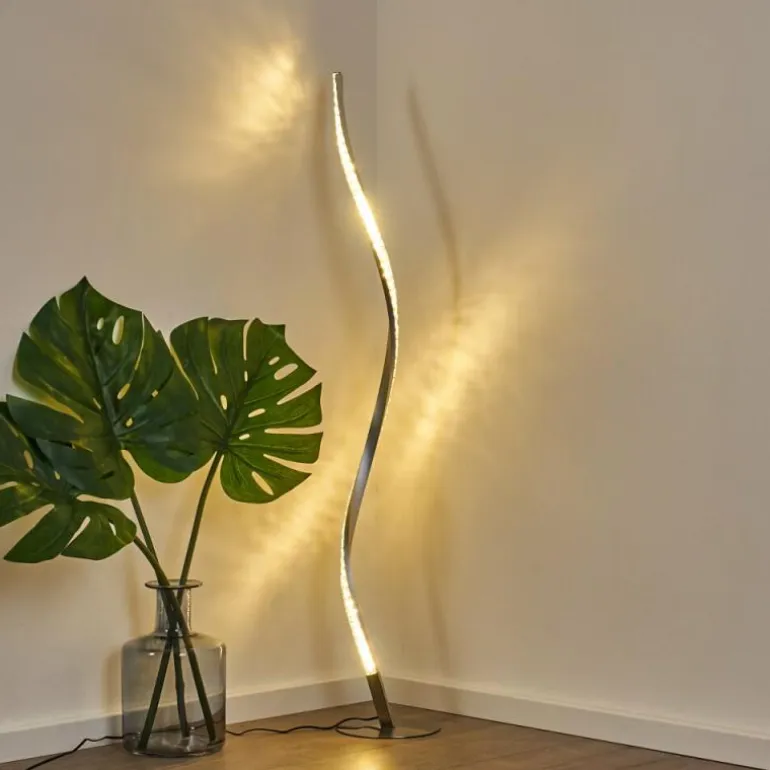 Lampadaire Saginaw LED Nickel mat, 1 lumière, Télécommandes, Changeur de couleurs