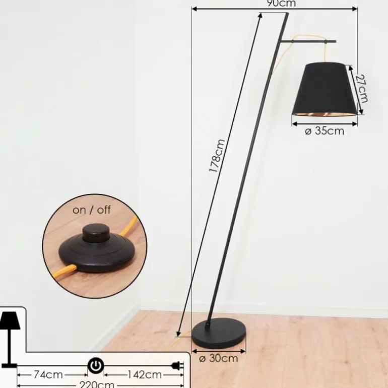 Lampadaire Saillon Noir, 1 lumière