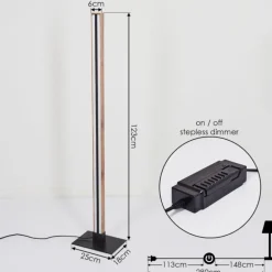 Lampadaire Salmi LED Couleur bois, Noir, 1 lumière