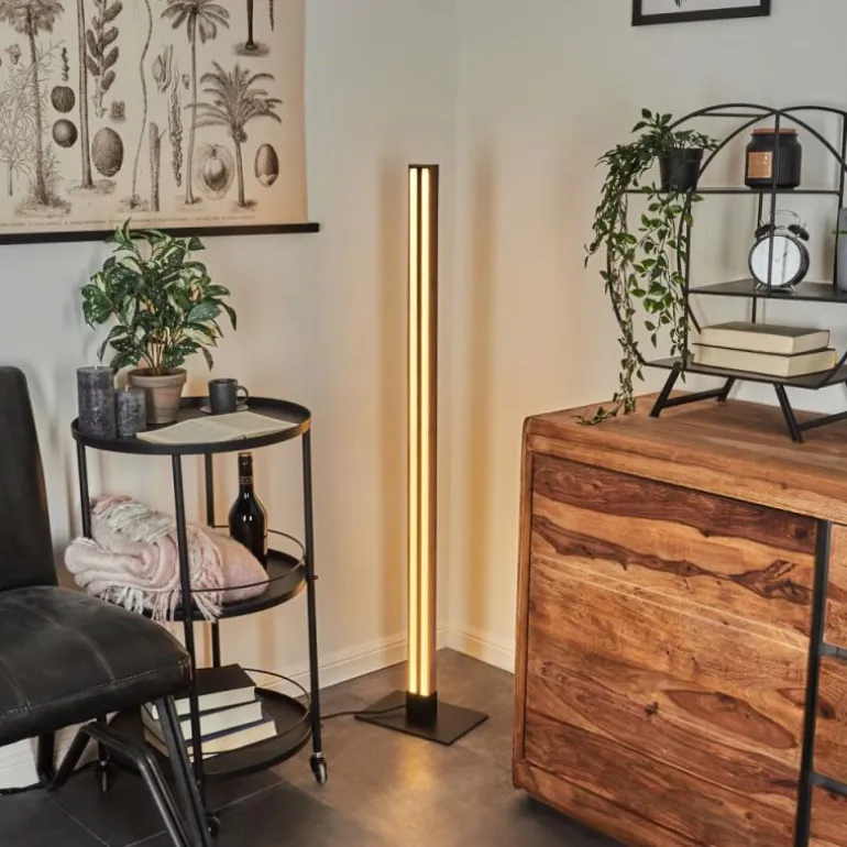 Lampadaire Salmi LED Couleur bois, Noir, 1 lumière