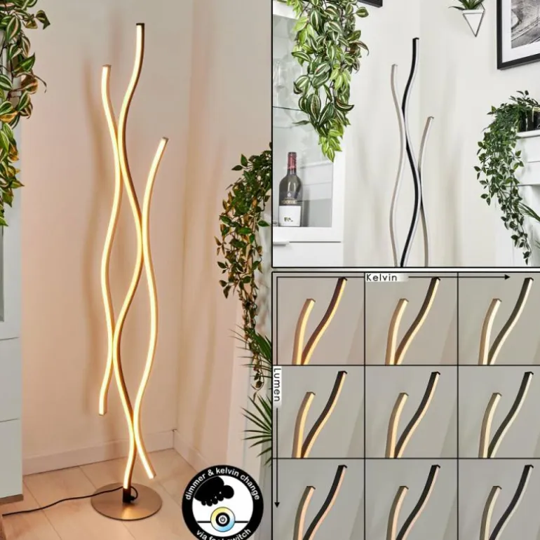 Lampadaire Serlande LED Nickel mat, 1 lumière