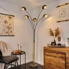 Lampadaire Siamado Bois foncé, Nickel mat, 5 lumières