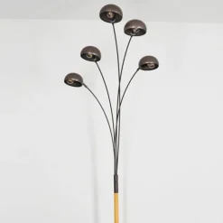 Lampadaire Siamado Bois foncé, Nickel mat, 5 lumières