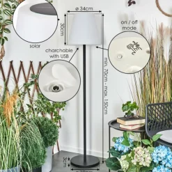 Lampadaire solaire d'extérieur Fisao LED Noir, 41 lumières, Télécommandes