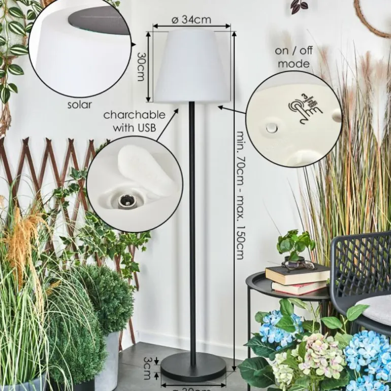 Lampadaire solaire d'extérieur Fisao LED Noir, 41 lumières, Télécommandes