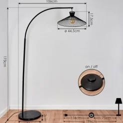Lampadaire Tamins Noir, 1 lumière