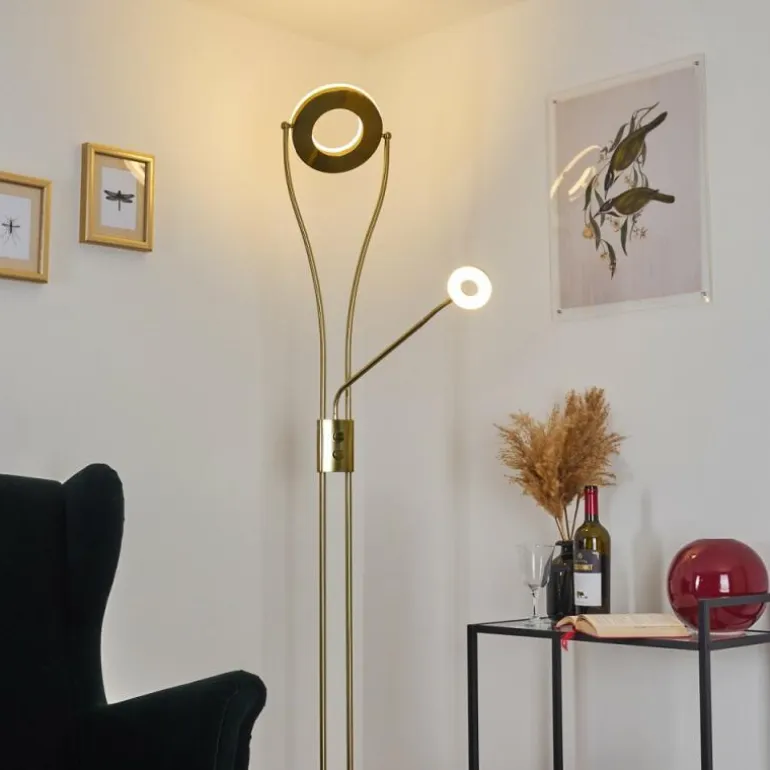 Lampadaire Tierz LED Laiton, 2 lumières