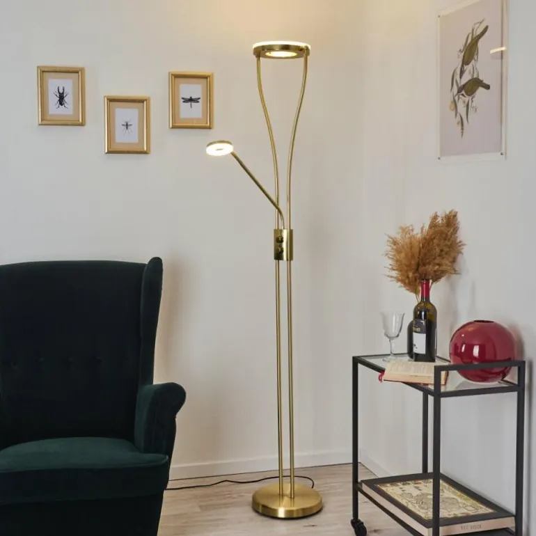 Lampadaire Tierz LED Laiton, 2 lumières
