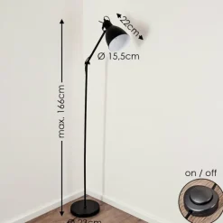 Lampadaire Timola Noir, 1 lumière