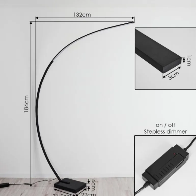 Lampadaire Tobillos LED Noir, 1 lumière