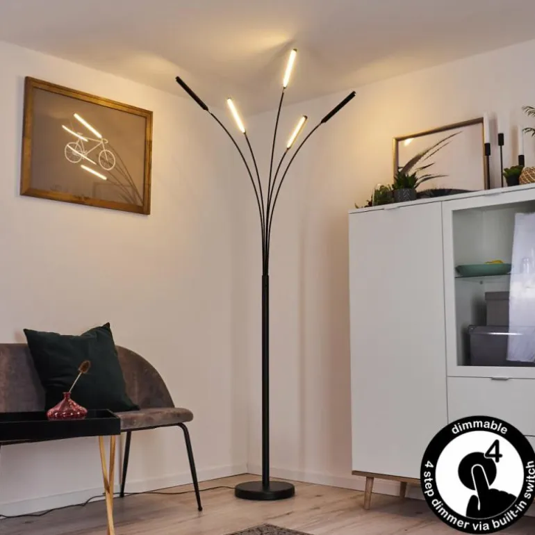 Lampadaire Totara LED Noir, 5 lumières