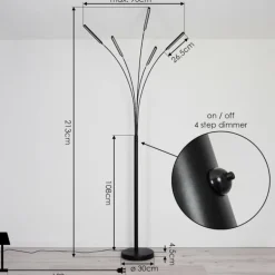 Lampadaire Totara LED Noir, 5 lumières