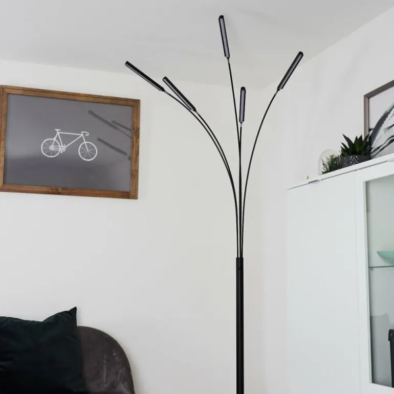 Lampadaire Totara LED Noir, 5 lumières