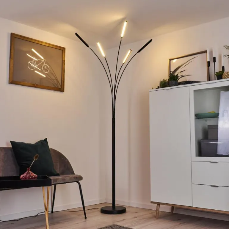 Lampadaire Totara LED Noir, 5 lumières