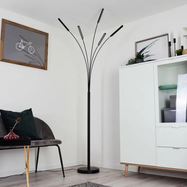 Lampadaire Totara LED Noir, 5 lumières