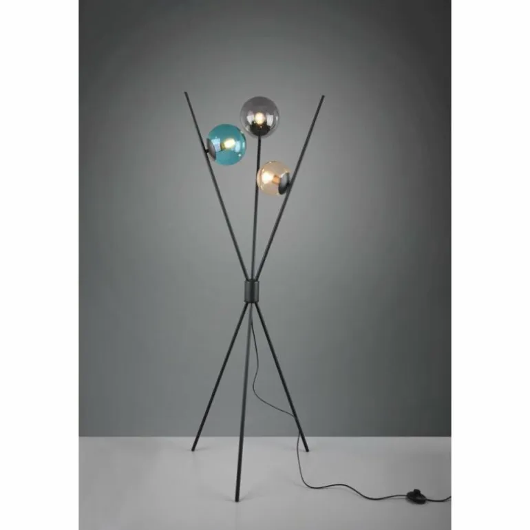 Lampadaire Trio Leuchten LANCE Noir, 3 lumières