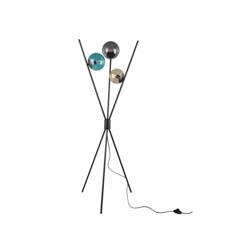 Lampadaire Trio Leuchten LANCE Noir, 3 lumières