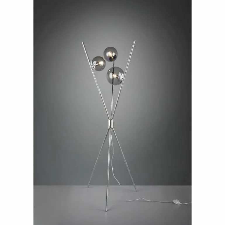 Lampadaire Trio Leuchten LANCE Chrome, 3 lumières