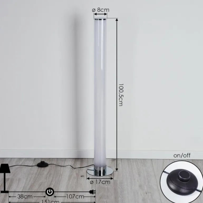 Lampadaire Tumurora LED Chrome, 1 lumière, Télécommandes
