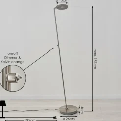 Lampadaire Umag LED Chrome, Nickel mat, 1 lumière
