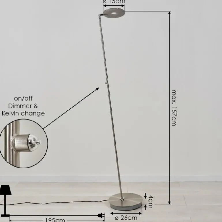 Lampadaire Umag LED Chrome, Nickel mat, 1 lumière