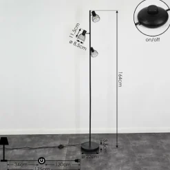 Lampadaire Verbania Noir, 3 lumières