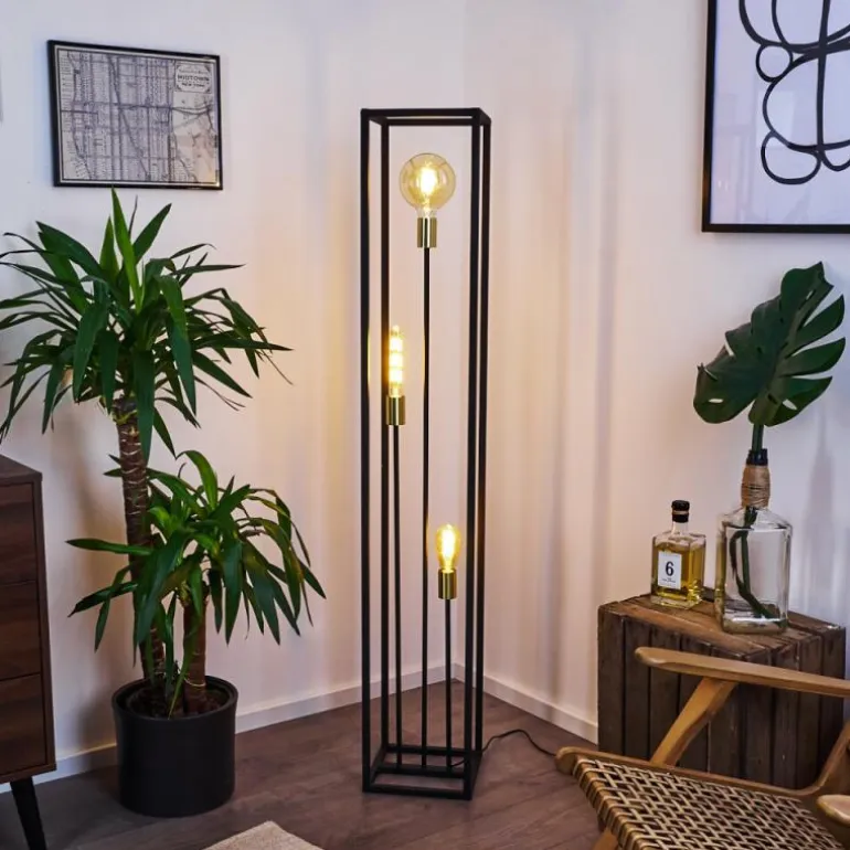 Lampadaire Woden Laiton, Noir, 3 lumières