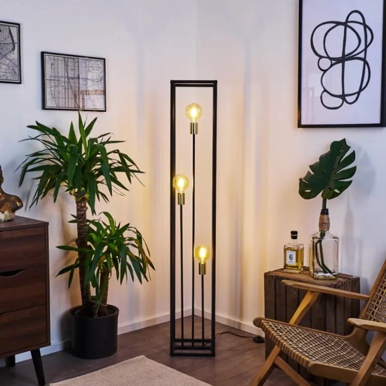 Lampadaire Woden Laiton, Noir, 3 lumières