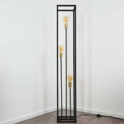 Lampadaire Woden Laiton, Noir, 3 lumières