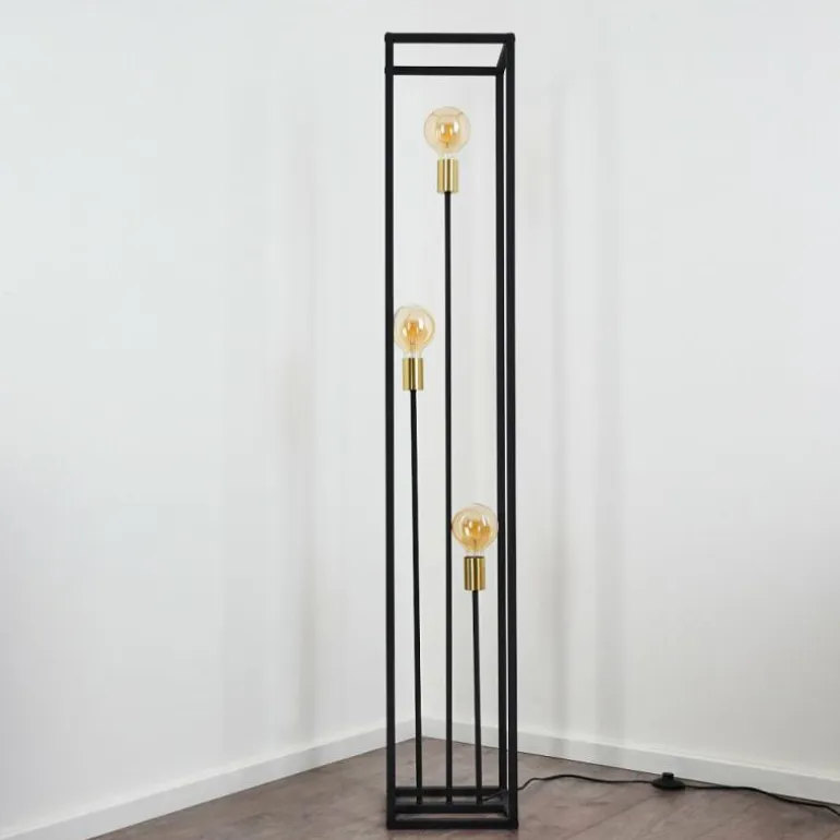 Lampadaire Woden Laiton, Noir, 3 lumières