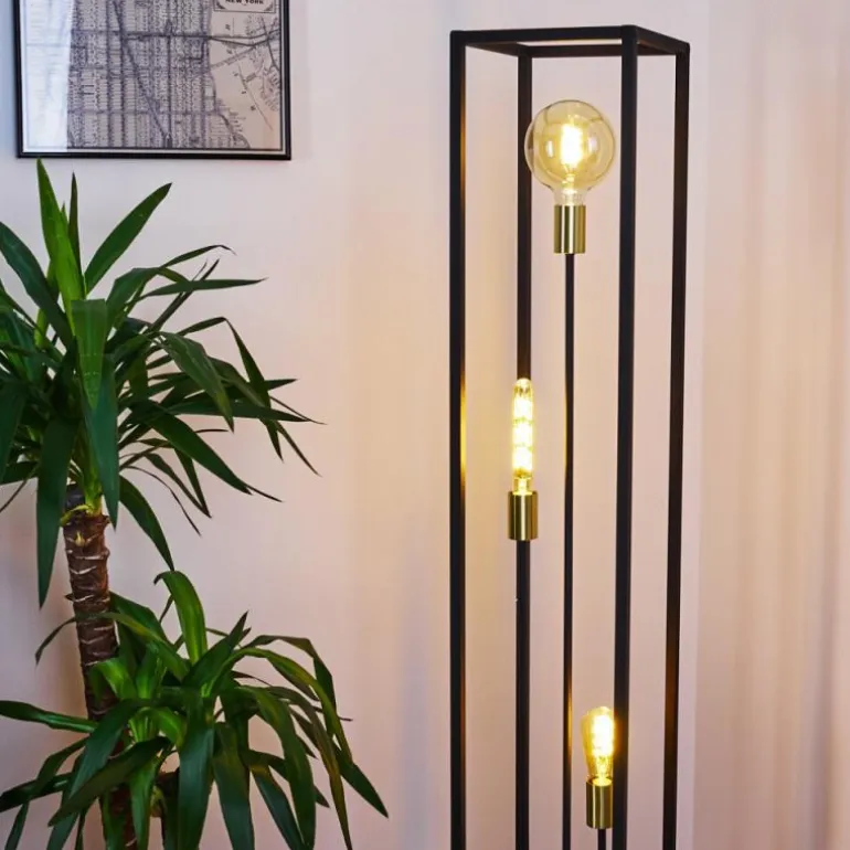 Lampadaire Woden Laiton, Noir, 3 lumières