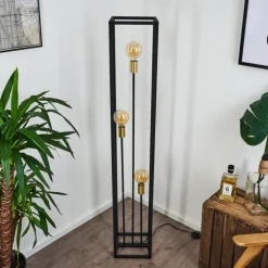 Lampadaire Woden Laiton, Noir, 3 lumières
