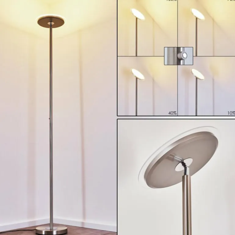 Lampadaire Wonsbek LED Nickel mat, 1 lumière